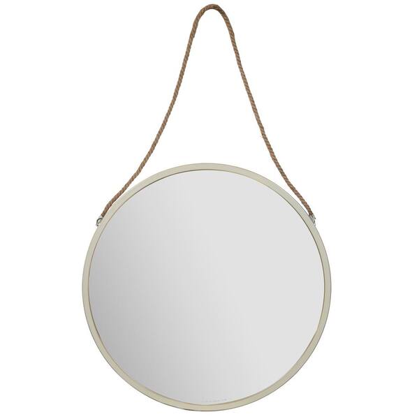 Pinnacle Medium Round White, Lattice Hammered Metal Round Wall Mirror