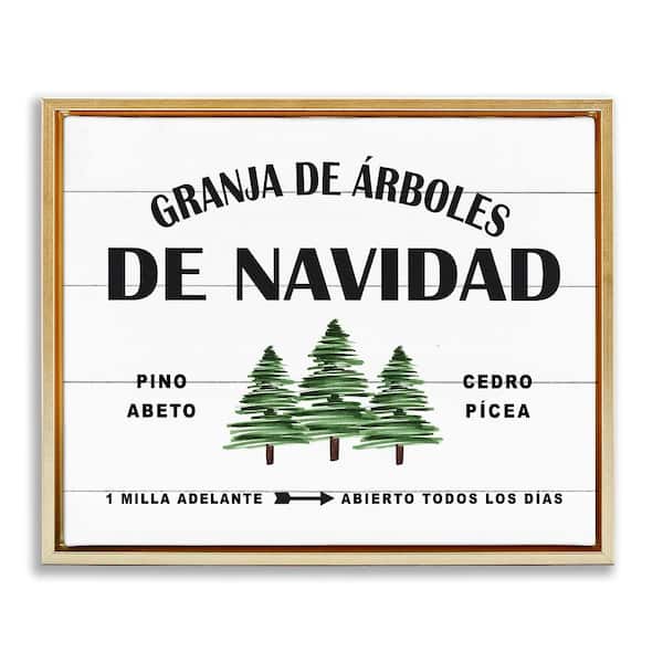 Stupell Industries Christmas Tree Farm by Lettered and Lined Gold Floater Frame Abstract Graphic Art Print 17 in. x 21 in.