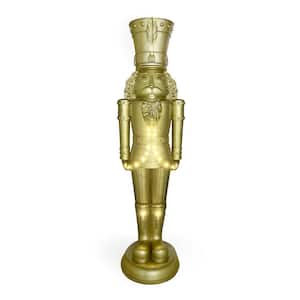 6 ft. Pre-Lit Gold Traditional Christmas Nutcracker with Open-Lid Hat