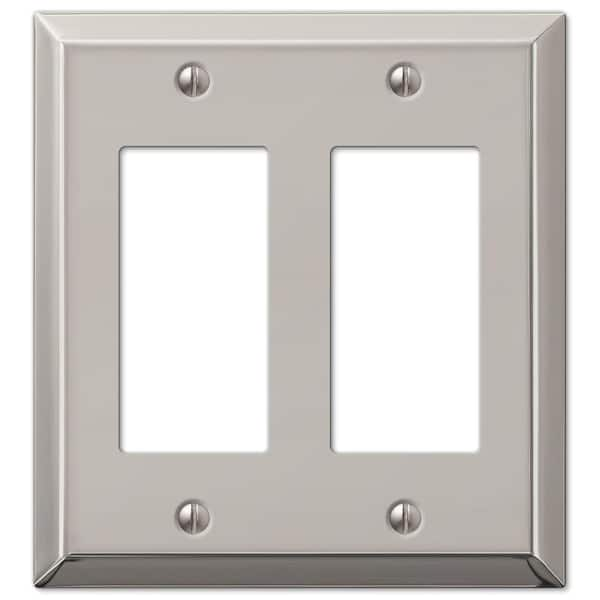 AMERELLE Metallic 2 Gang Rocker Steel Wall Plate - Polished Nickel