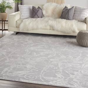 Whimsicle Grey 8 ft. x 10 ft. Floral Contemporary Area Rug