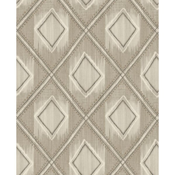 CASA MIA Ikat Texture Brown & Beige Textile Non-Pasted Wet Removable Wallpaper Roll (Cover 56.00 sq. ft.)