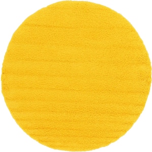 Solid Shag Tuscan Sun Yellow 8' 0 x 8' 0 Area Rug