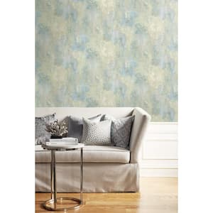 Telluride Faux Texture Metallic Greige & Blue Mist Paper Strippable Roll (Covers 56.05 sq. ft.)