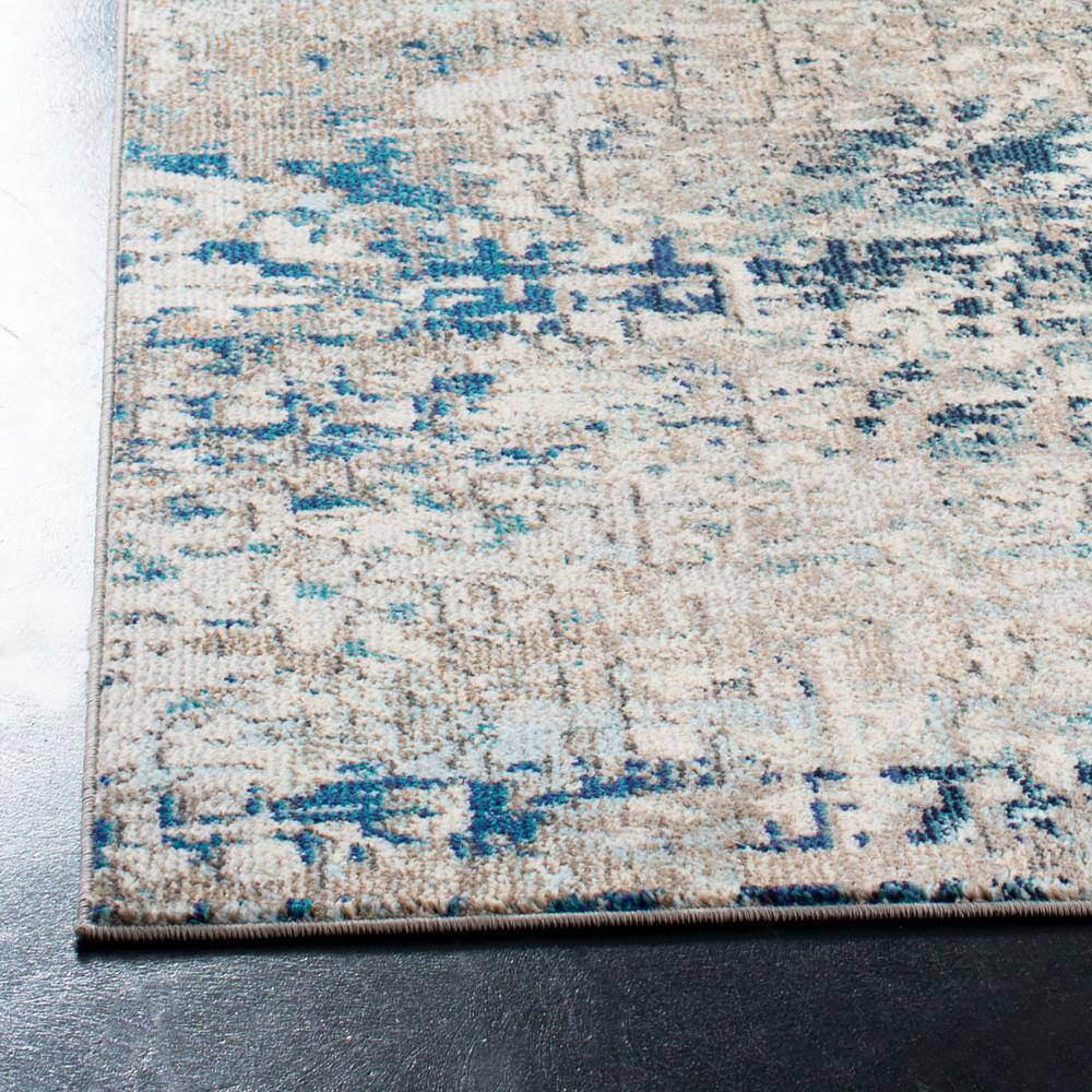 Madison 9' Square Gray and Blue Abstract Synthetic Rug