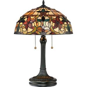 Tiffany Style 61 in. Bronze Floor Lamp and 22 in. Table Lamp Set