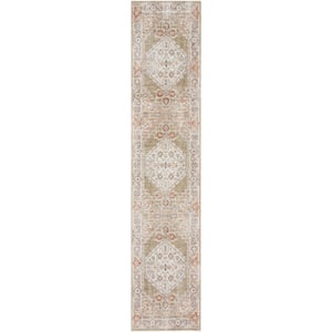 Astra Machine Washable Sage Multicolor 2 ft. x 6 ft. Distressed Traditional Runner Area Rug