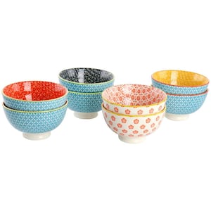 8 fl. oz. Assorted Colors Stoneware 4.3 in. Dessert Bowl (Set of 8)