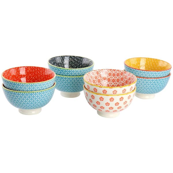Gibson Home 8 fl. oz. Assorted Colors Stoneware 4.3 in. Dessert Bowl (Set of 8)