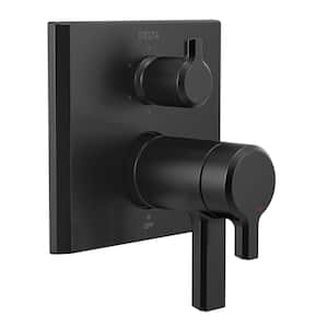 Pivotal 2-Handle Wall-Mount Valve Trim Kit with 6-Setting Integrated Diverter in Matte Black (Valve not Included)