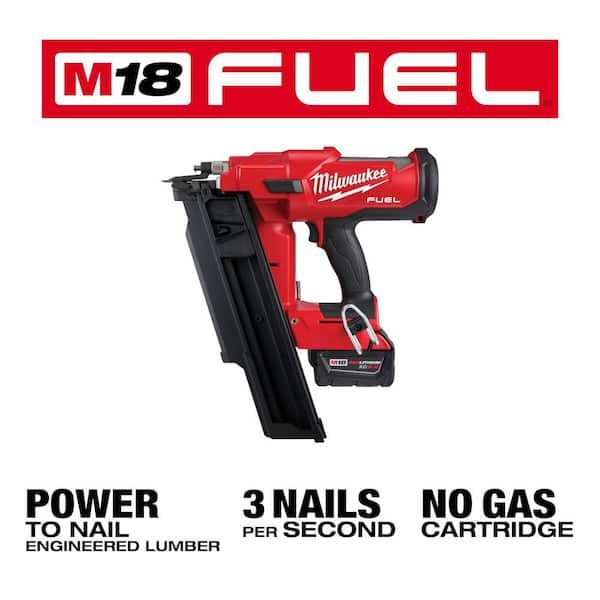 Milwaukee - M18 FUEL 3-1/2 in. 18-Volt 21 Deg. Lithium-Ion Brushless Cordless Framing Nailer Kit with 5.0 Ah Battery, Charger, Bag