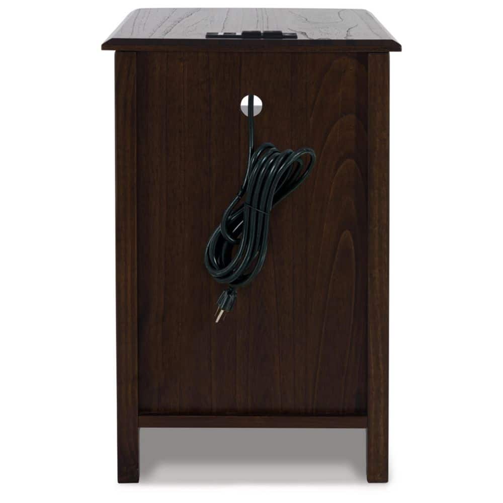 Dark Brown Mindi Wood Rectangular End Table with Storage