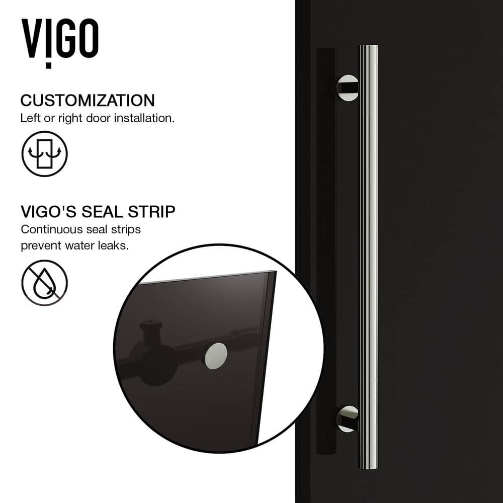 Elan 56-60" Frameless Sliding Shower Door with Black Tinted Glass