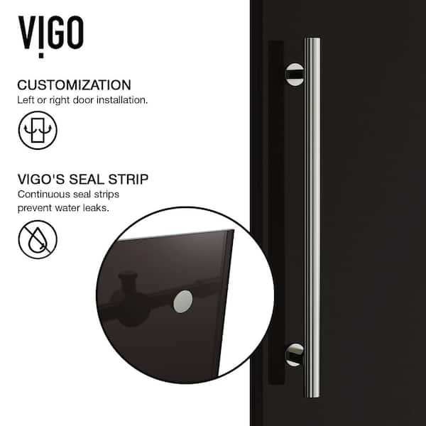 Elan 56 to 60 in. W x 74 in. H Sliding Frameless Shower Door in Stainless Steel with 3/8 in. (10mm) Black Tint Glass