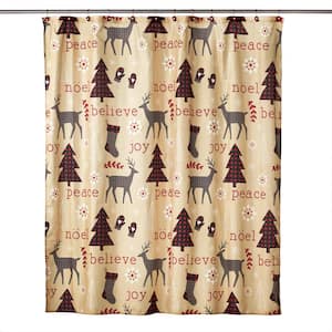 Cozy Home 72 in. x 72 in. 100% Polyester Shower Curtain and 12 Resin Hook Set