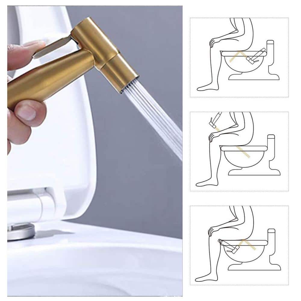 Brushed Gold Handheld Bidet Sprayer with Pressure Control