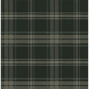 30.75 Sq. Ft. Greenery Senne Hill Plaid Vinyl Peel and Stick Wallpaper Roll