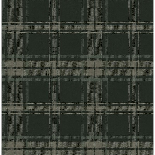30.75 Sq. Ft. Greenery Senne Hill Plaid Vinyl Peel and Stick Wallpaper Roll