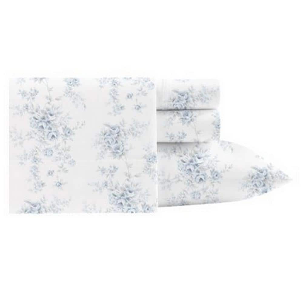 Twin White Cotton Floral Bedspread Set