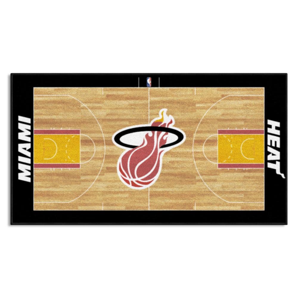 FANMATS NBA Retro Miami Heat Black 2 ft. x 4 ft. Court Area Rug 35318 ...