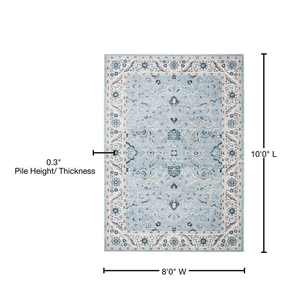 Isabella Light Blue Synthetic 8' x 10' Oriental Area Rug