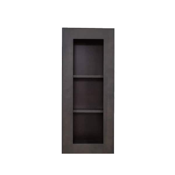 LIFEART CABINETRY Lancaster Shaker Assembled 15 in. x 36 in. x 12 in. Wall Mullion Door Cabinet with 1 Door 2 Shelves in Vintage Charcoal