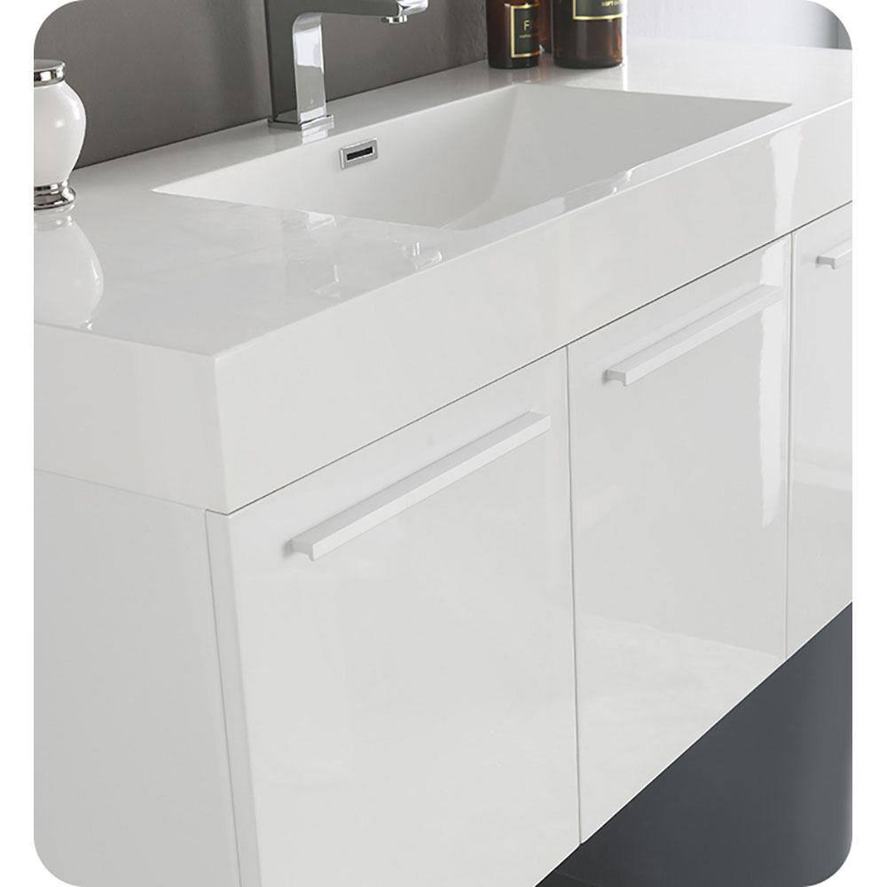 Vista 47" Glossy White Wall-Mount Bathroom Vanity