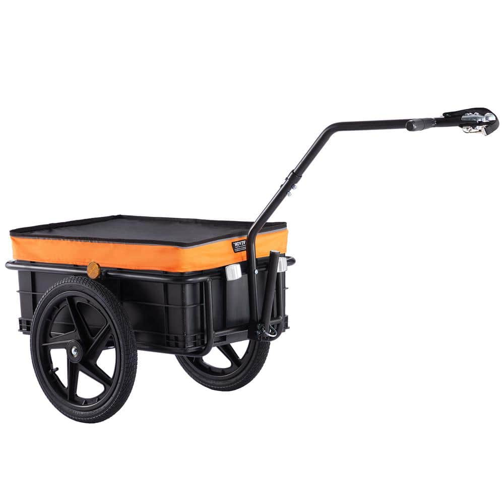 VEVOR Bike Cargo Trailer 88 lbs. load Capacity 2.44 cu. ft. Metal Garden Cart w/Hitch 16 in. Wheel for 24 -28 in Wheel