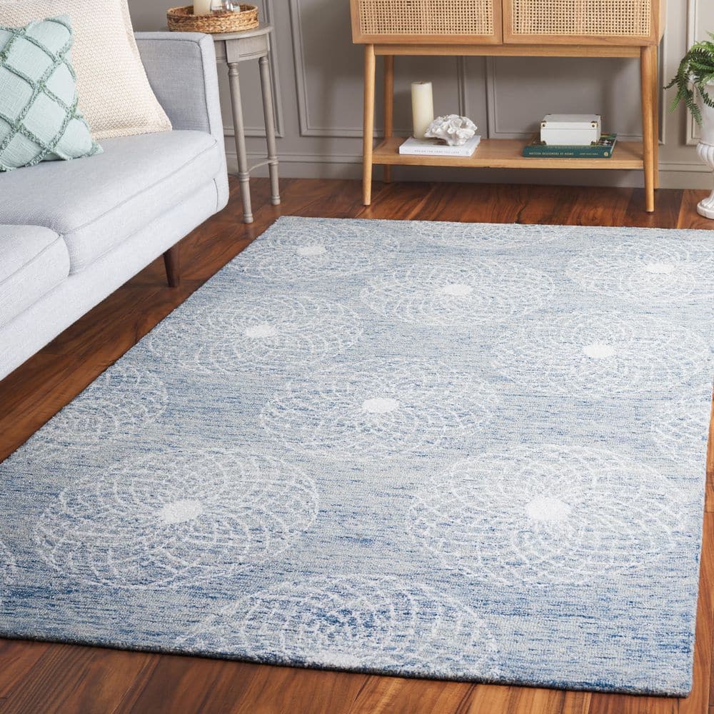 Ebony 6 ft. x 9 ft. Blue/Ivory Circle Geometric Area Rug price history on PriceWatchPro