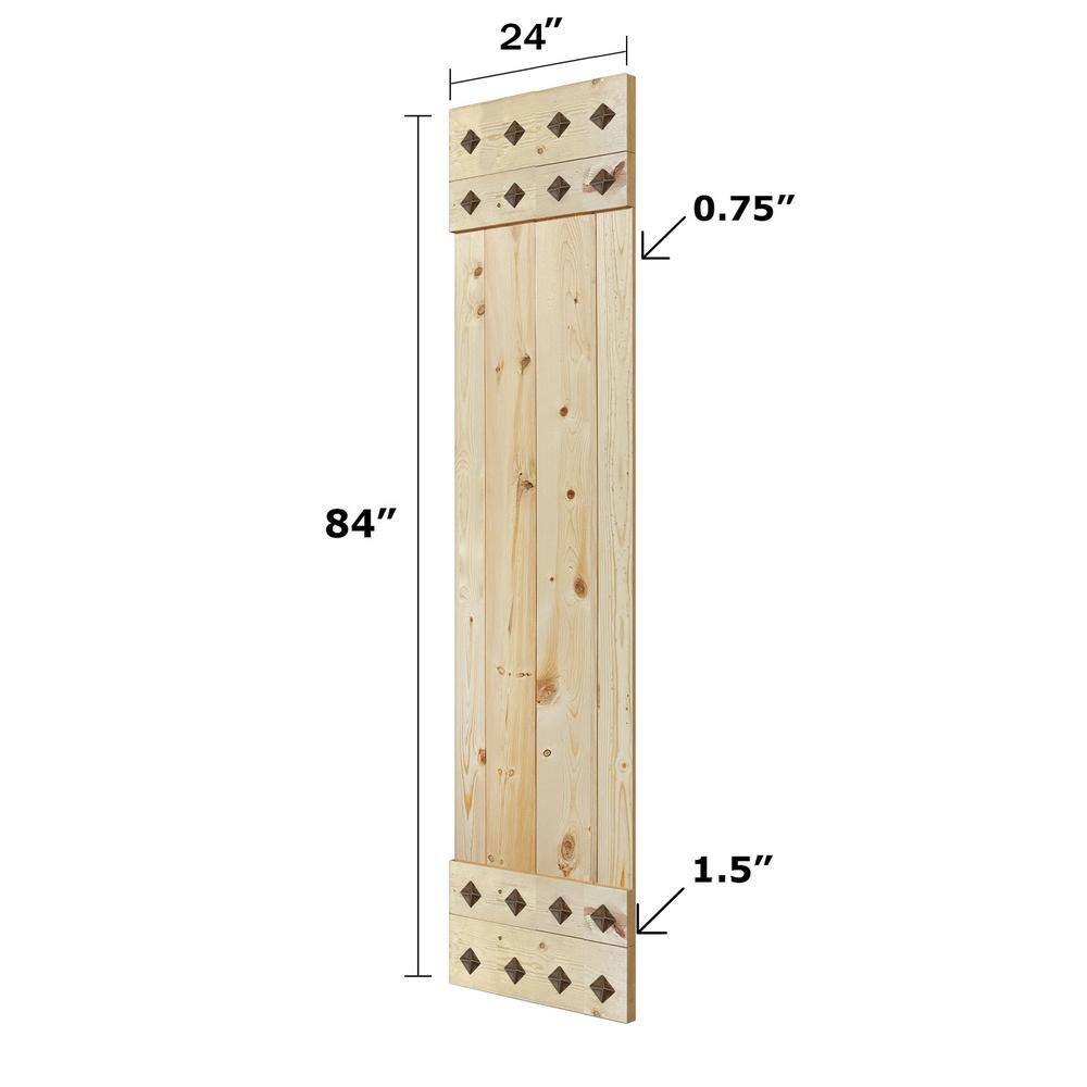 Mid-Century Unfinished Solid Wood 24" x 84" Barn Door Slab
