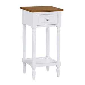 French Country 14 in. W x 28 in. H Driftwood and White Square Wood Khloe End Table with Drawer