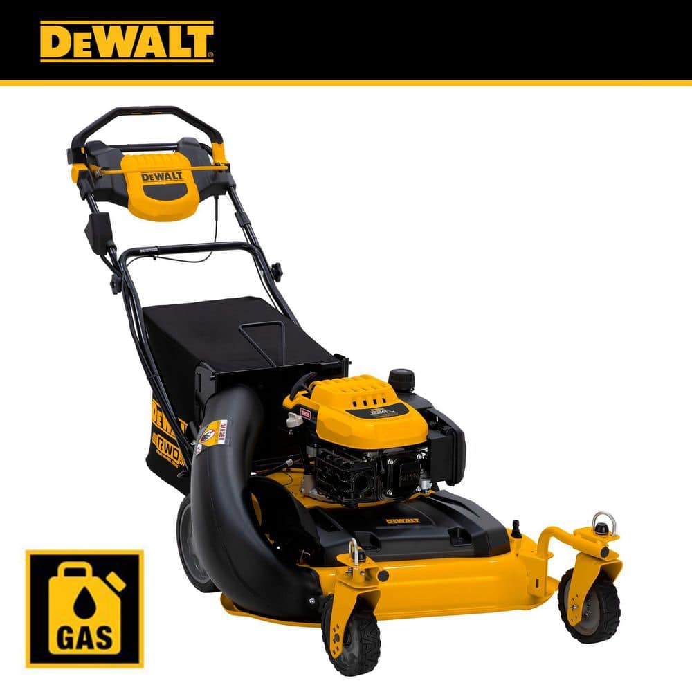 DEWALT 28 in. 224cc E-GOV Engine 3-in-1 Gas RWD Self-Propelled Lawn Mower with High Rear Wheels