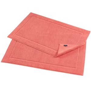 Orange 100% Cotton Rectangle 2 Piece Absorbent and Machine Washable Bathmat Set