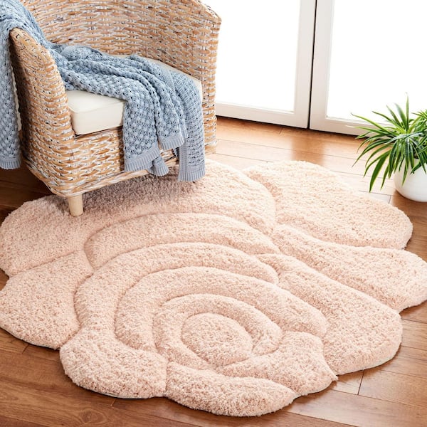 Novelty 4 ft. x 4 ft. Blush/Pink Floral Novelty Area Rug