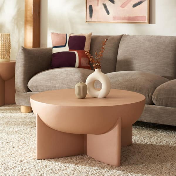 Devan 30 in. Terracotta Round Composite Coffee Table