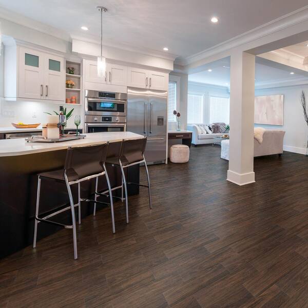 Burlington Walnut Brown Matte 6 in. x 24 in. Porcelain Floor and Wall Tile Sample (0.93 sq. ft./Piece)