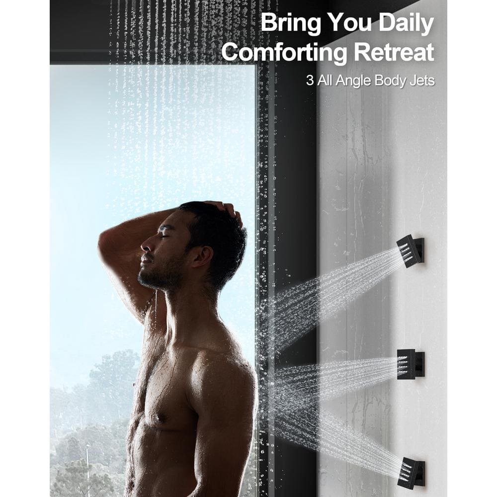 Matte Black Dual Shower Head System with Handheld and Jets
