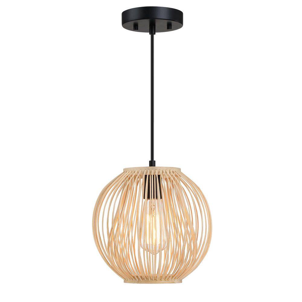 Avex 1-Light Black and Brown Pendant Light with Rattan Shade, No Bulbs Included price history on PriceWatchPro