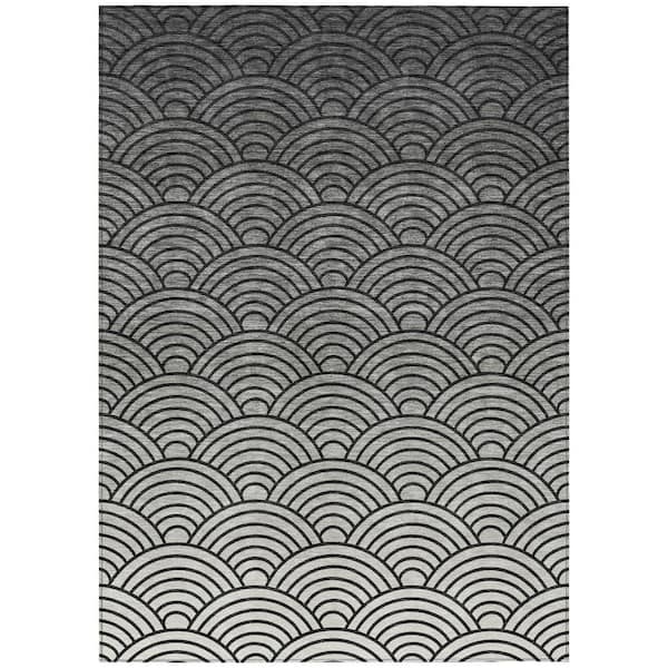 Chantille Machine Washable Indoor/Outdoor Abstract ACN2414 Black 10 ft. x 14 ft. Area Rug