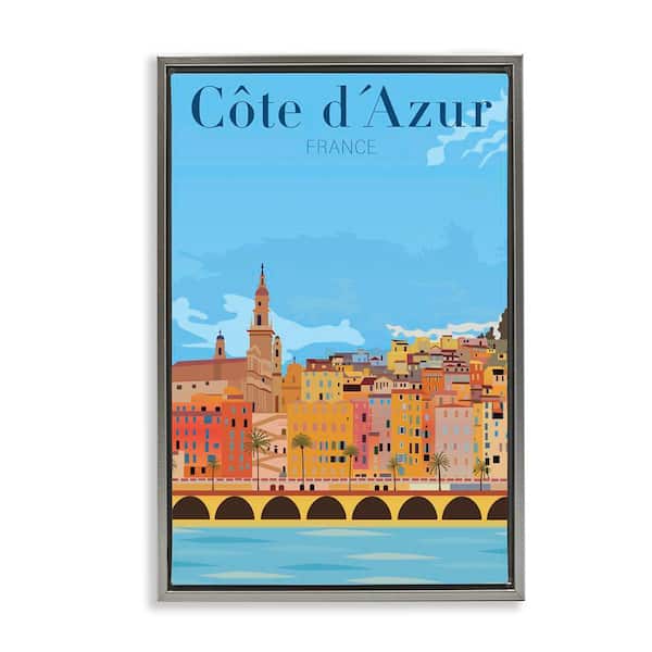 Stupell Industries French Landmark River by Jen Bucheli Gray Floater Frame Country Graphic Art Print 25 in. x 17 in.