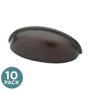 Essentials 3 in. (76 mm) Modern Dark Oil Rubbed Bronze Drawer Cup Pulls (10-Pack)