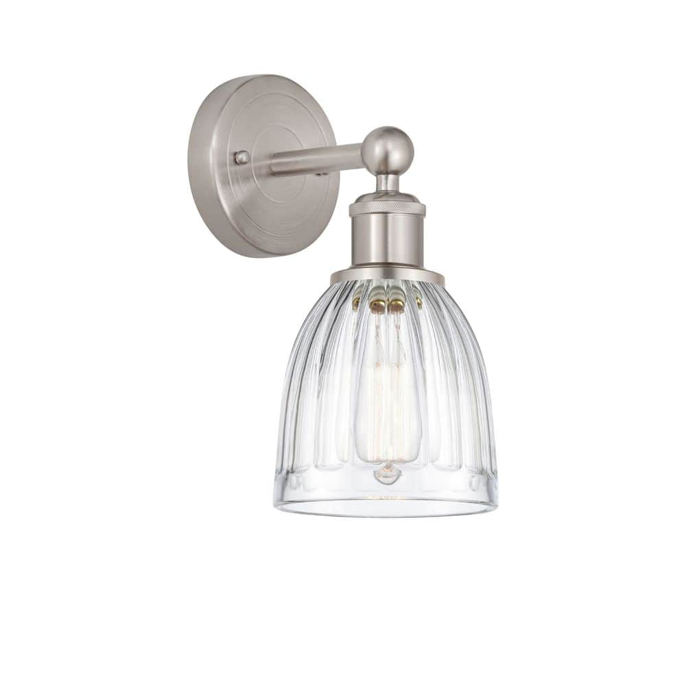 Brookfield 1-Light Brushed Satin Nickel Wall Sconce with Clear Glass Shade price history on PriceWatchPro