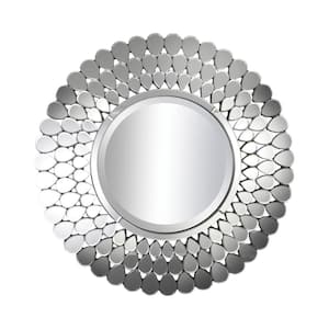 Medium Round Silver Beveled Glass Contemporary Mirror (39.38 in. H x 39.38 in. W)