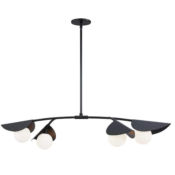 Dainolite Emma 4-Light Matte Black Shaded Pendant Light with Matte ...