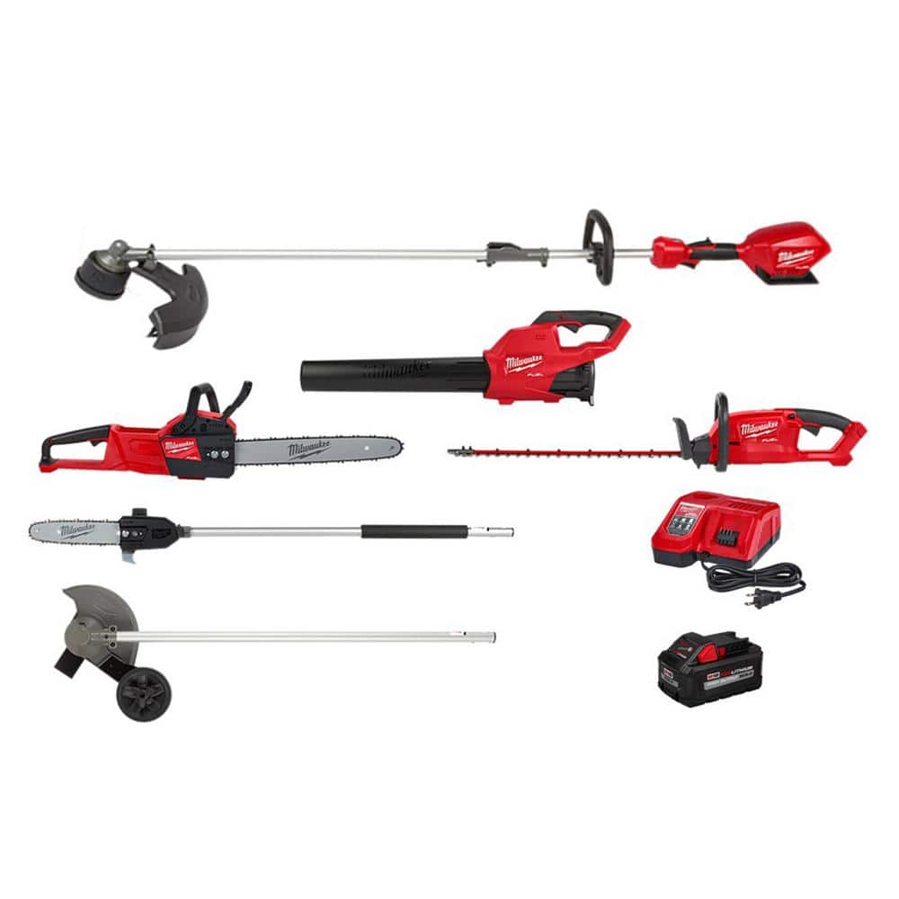 Milwaukee M18 FUEL 18-Volt Lithium-Ion QUIK-LOK String Trimmer/Blower Combo w/Chainsaw, Hedge Trimmer, Edger, Pole Saw (6-Tool)