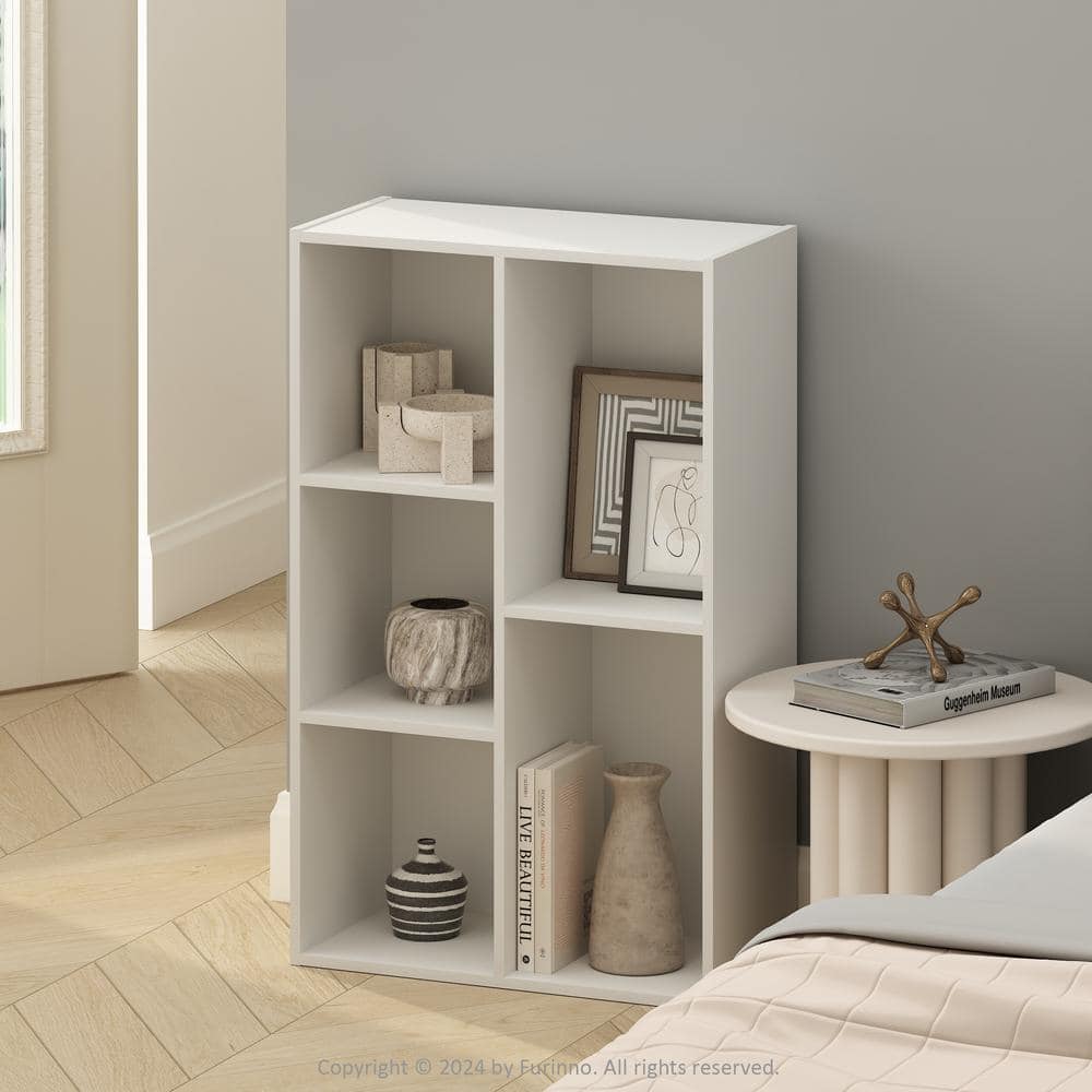 White 9-Shelf Vertical Cube Bookcase with Closed Back