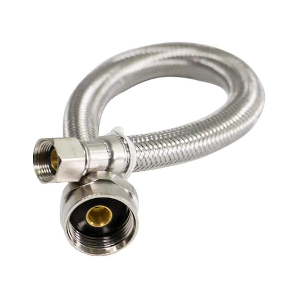 The Plumber's Choice Toilet Connector Water Line 3/8 in. x 7/8 in. Female Compression Balcock Nut Toilet Supply Line 20 in., Braided Stainless Steel NL-27420