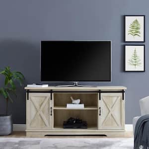 58 in. Solid White Oak Composite TV Stand 64 in. with Doors