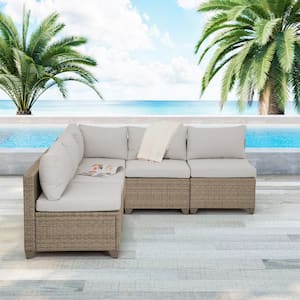 Maui 5-Piece Wicker Patio Conversation Set with Hazel Cushions