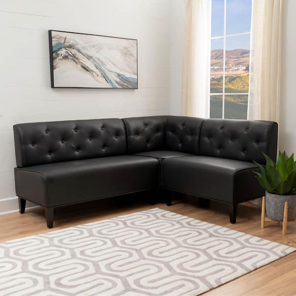 Linon Home Decor Trapp Corner Nook 73.37 in. Black Dining Bench